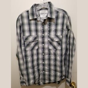 Mens Aeropostale Green/Blue/White Plaid Button Up